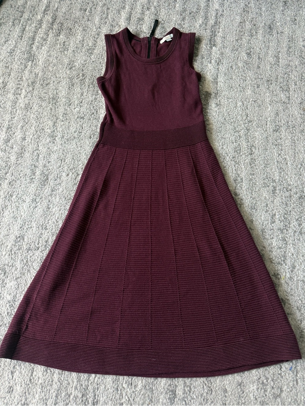 Boden Knit Fit Flare Dress in Burgundy Color with Zipper Closure